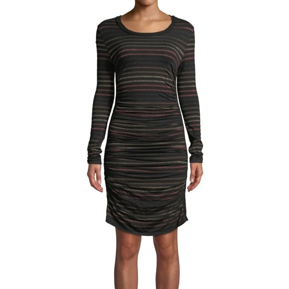 Veronica Beard Daphne Metallic Stripped Long Sleeve Dress Size XS